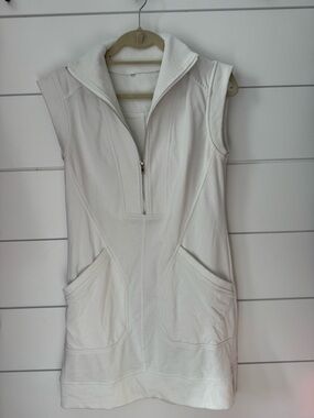 Sleeveless White Zip-Front Dress